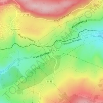 Mappa topografica Col de la Perche, altitudine, rilievo