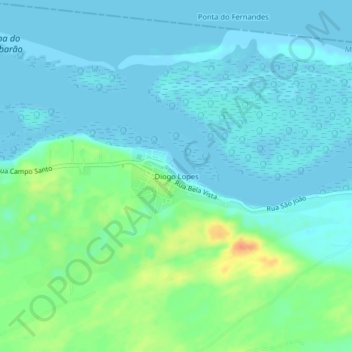 Mappa topografica Diogo Lopes, altitudine, rilievo