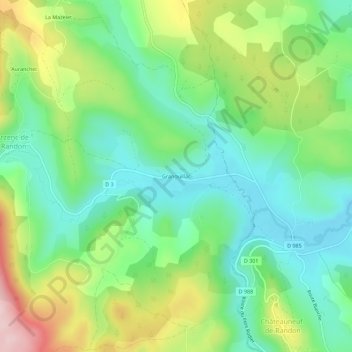Mappa topografica Granouillac, altitudine, rilievo