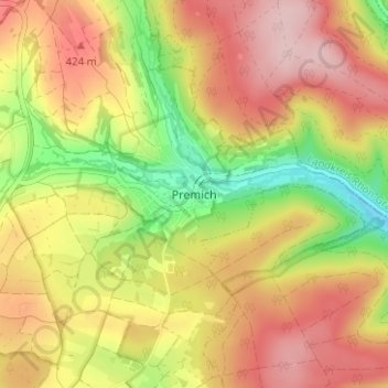 Mappa topografica Premich, altitudine, rilievo
