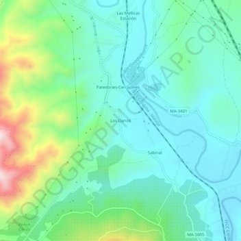 Mappa topografica Los Llanos, altitudine, rilievo