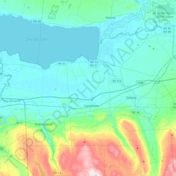 Mappa topografica Lenox, altitudine, rilievo