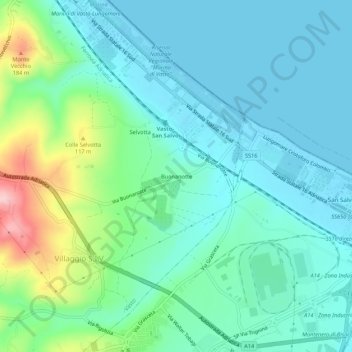 Mappa topografica Buonanotte, altitudine, rilievo