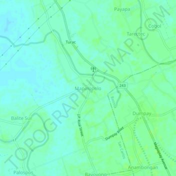 Mappa topografica Mapolopolo, altitudine, rilievo