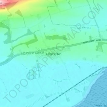 Mappa topografica Longforgan, altitudine, rilievo
