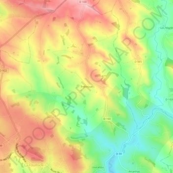 Mappa topografica Trébessac, altitudine, rilievo