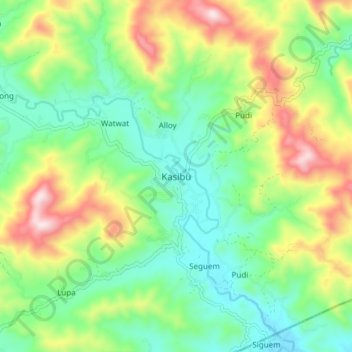 Mappa topografica Kasibu, altitudine, rilievo