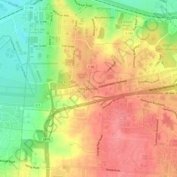 Mappa topografica New Germany, altitudine, rilievo