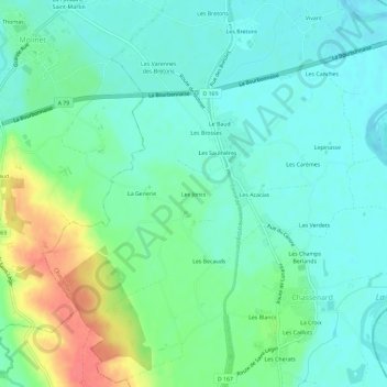 Mappa topografica Les Joncs, altitudine, rilievo