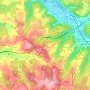 Mappa topografica Laurent, altitudine, rilievo