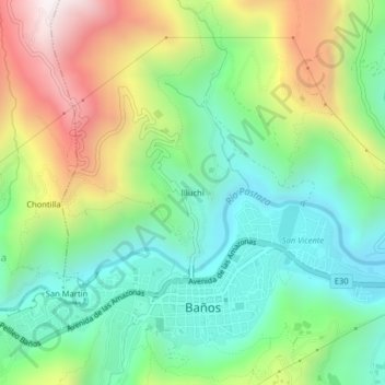 Mappa topografica Illuchi, altitudine, rilievo