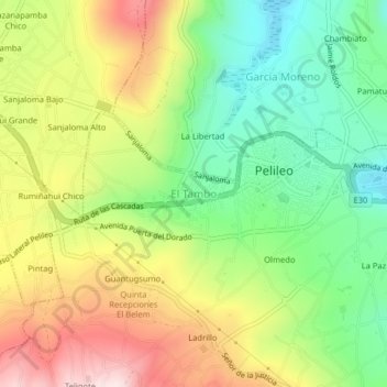 Mappa topografica El Tambo, altitudine, rilievo