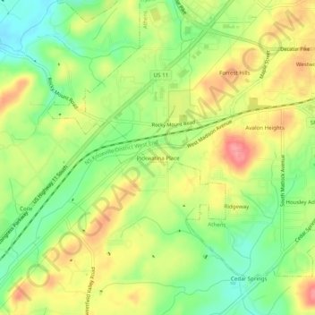 Mappa topografica Pickwatina Place, altitudine, rilievo