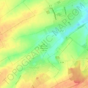 Mappa topografica Mont de Monchiet, altitudine, rilievo