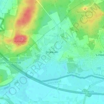 Mappa topografica Stokkum, altitudine, rilievo