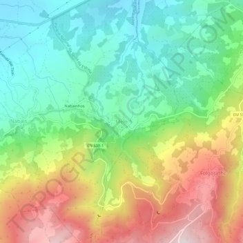 Mappa topografica Melo, altitudine, rilievo
