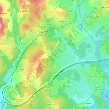 Mappa topografica Laplagne, altitudine, rilievo
