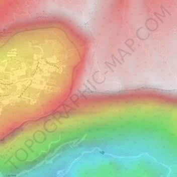 Mappa topografica Piton Fougères, altitudine, rilievo