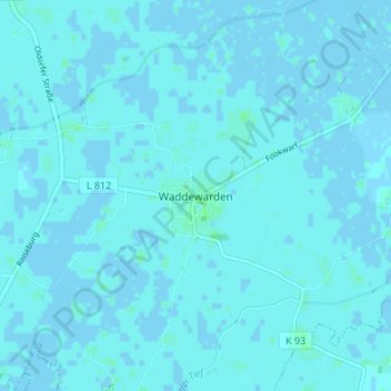 Mappa topografica Waddewarden, altitudine, rilievo