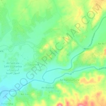 Mappa topografica Tizi, altitudine, rilievo