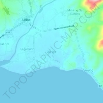 Mappa topografica Olo-olo, altitudine, rilievo