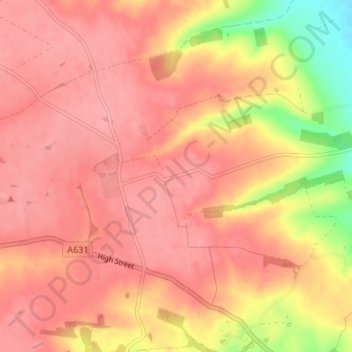 Mappa topografica North Elkington, altitudine, rilievo