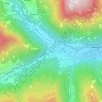 Mappa topografica Fucine, altitudine, rilievo