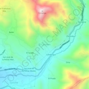 Mappa topografica El Carmen, altitudine, rilievo