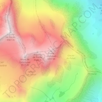 Mappa topografica Dome de Polset, altitudine, rilievo