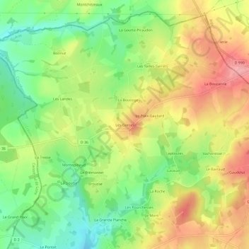 Mappa topografica Les Gorces, altitudine, rilievo