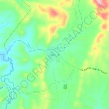 Mappa topografica Zibarco, altitudine, rilievo