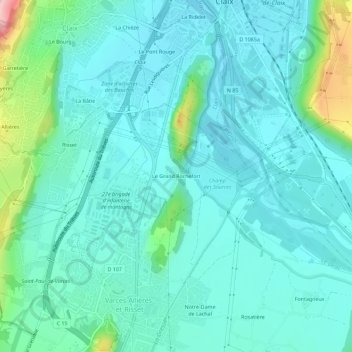 Mappa topografica Le Grand Rochefort, altitudine, rilievo