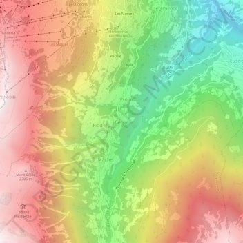 Mappa topografica Cerise, altitudine, rilievo