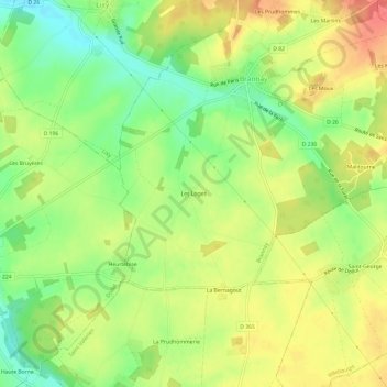 Mappa topografica Les Loges, altitudine, rilievo