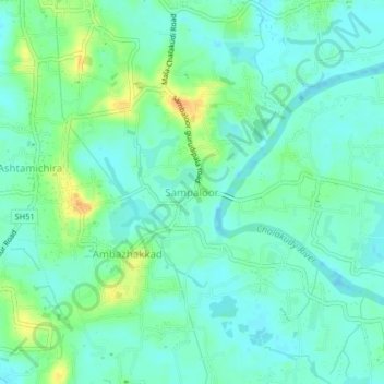 Mappa topografica Sampaloor, altitudine, rilievo