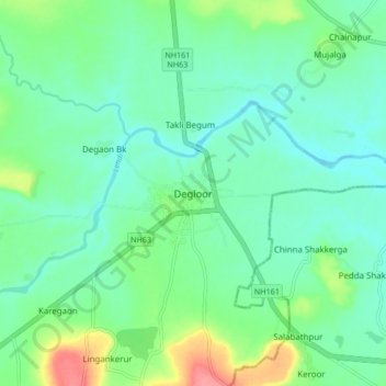 Mappa topografica Degloor, altitudine, rilievo