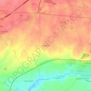 Mappa topografica Les Coudraies, altitudine, rilievo