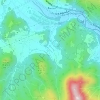 Mappa topografica Preane, altitudine, rilievo