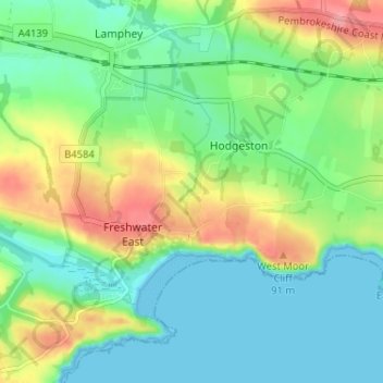Mappa topografica Lake, altitudine, rilievo