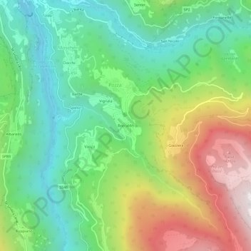 Mappa topografica Boccaldo, altitudine, rilievo