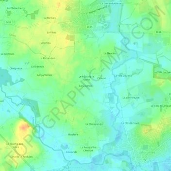 Mappa topografica La Gautrais, altitudine, rilievo