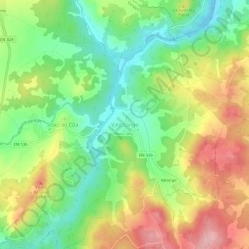 Mappa topografica Vale Longo, altitudine, rilievo
