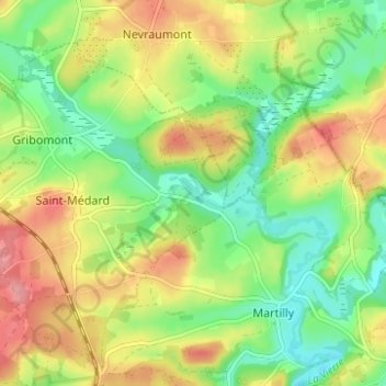 Mappa topografica Waillimont, altitudine, rilievo