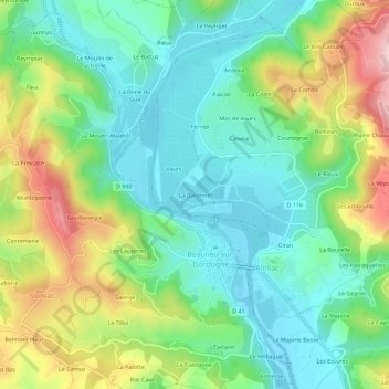 Mappa topografica La Garenne, altitudine, rilievo