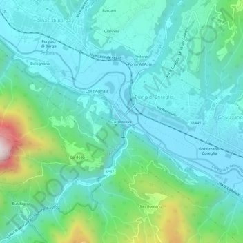 Mappa topografica Turritecava, altitudine, rilievo
