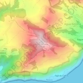 Mappa topografica Água Retorta, altitudine, rilievo
