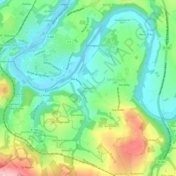 Mappa topografica Pennaros, altitudine, rilievo