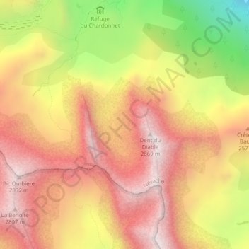 Mappa topografica La Grande Manche, altitudine, rilievo