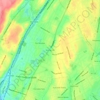 Mappa topografica Murray Hill, altitudine, rilievo