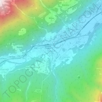 Mappa topografica Dimaro, altitudine, rilievo